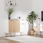HOMCOM Natural Floor Standing Storage Cabinet with Drawer
