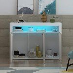 White LED Sideboard Cupboard with 3 Doors