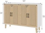 White Rattan Accent Storage Buffet Sideboard Cabinet