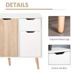 HOMCOM Natural Floor Standing Storage Cabinet with Drawer