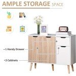 HOMCOM Natural Floor Standing Storage Cabinet with Drawer