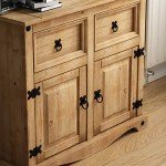 Rustic Solid Pine Wood Sideboard with Drawers
