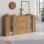 Panana LED Sideboard Cupboard with Glass Doors