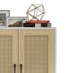 White Rattan Accent Storage Buffet Sideboard Cabinet