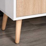 HOMCOM Natural Floor Standing Storage Cabinet with Drawer