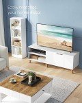 VASAGLE 140 cm White TV Unit with Adjustable Shelf
