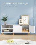VASAGLE 140 cm White TV Unit with Adjustable Shelf
