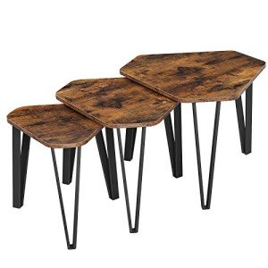 VASAGLE Industrial Nesting Coffee Table Set of 3