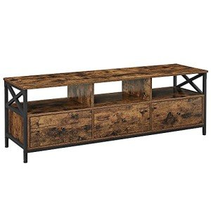 Rustic Brown and Black TV Stand with Storage