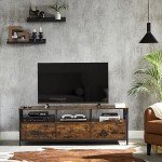 Rustic Brown and Black TV Stand with Storage