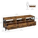 Rustic Brown and Black TV Stand with Storage