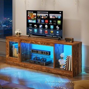Modern 65-Inch TV Stand with Glass Shelves