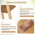 Bamboo TV Stand with Sliding Doors and Shelf