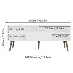 Madesa White TV Stand with Storage and Cable Management