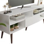 Madesa White TV Stand with Storage and Cable Management