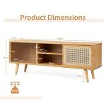 Bamboo TV Stand with Sliding Doors and Shelf
