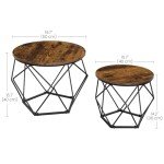 VASAGLE Rustic Brown & Black Coffee Table Set