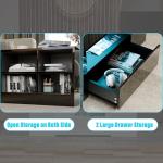 Black Gloss Coffee Table with LED Lights & Storage