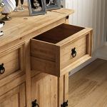 Rustic Solid Pine Wood Sideboard with Drawers