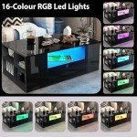 Black Gloss Coffee Table with LED Lights & Storage
