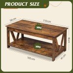 WLIVE Rustic Brown 2-Tier Wood Coffee Table