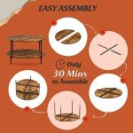 Rustic Brown X-Shaped Round Coffee Table