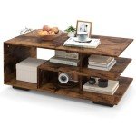 Geometric 3-Tier Coffee Table with Storage Shelves