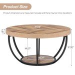 Tribesigns Industrial Round Coffee Table with Storage
