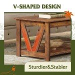 WLIVE Rustic Brown 2-Tier Wood Coffee Table