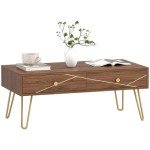 Modern Brown Coffee Table with Storage Drawers