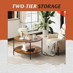 Rustic Brown X-Shaped Round Coffee Table