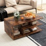 Geometric 3-Tier Coffee Table with Storage Shelves