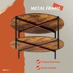 Rustic Brown X-Shaped Round Coffee Table