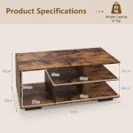Geometric 3-Tier Coffee Table with Storage Shelves