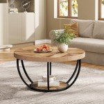 Tribesigns Industrial Round Coffee Table with Storage