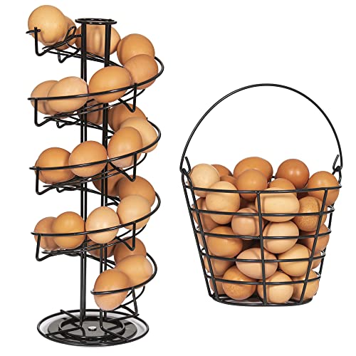 Rotating Spiral Egg Rack with Matching Basket