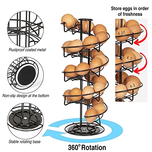 Rotating Spiral Egg Rack with Matching Basket