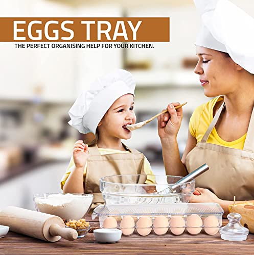 Egg Storage Tray with Lid and Handle - Pack of 2