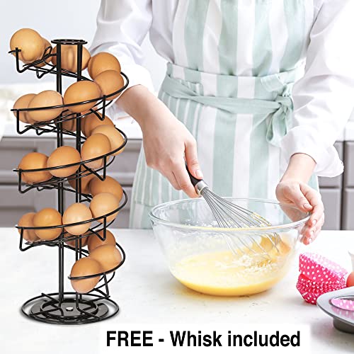 Rotating Spiral Egg Rack with Matching Basket