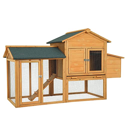 66" Wood Chicken Coop, Indoor/Outdoor, 2-4 Chickens