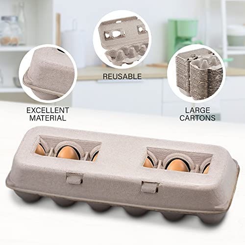 Natural Pulp Egg Cartons - Holds 12 Eggs | 1 Dozen | Sturdy & Eco-friendly | Extra Eggs Storage