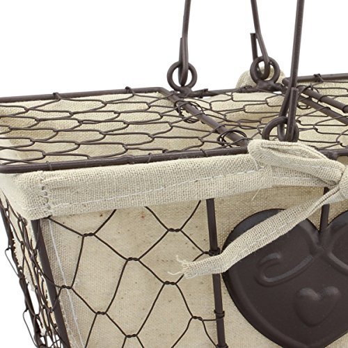 Farmhouse Chicken Wire Picnic Basket with Heart Detail