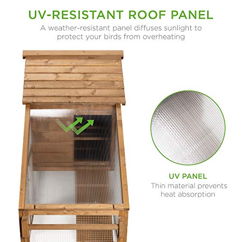 70in Mobile Fir Wood Chicken Coop for 3-5 Hens