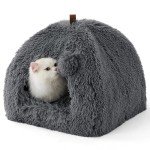 Cozy Fluffy Cat Cave Bed Tent - Dark Grey