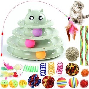 Suhaco Interactive Cat Toy Set with Balls & Wand