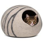 Cozy Merino Wool Cat Cave Bed - Light Grey