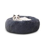 Washable Fluffy Cat Donut Bed - Grey 50x50cm