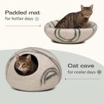 Cozy Merino Wool Cat Cave Bed - Light Grey