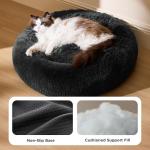 Washable Fluffy Cat Donut Bed - Grey 50x50cm