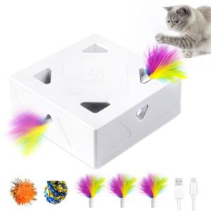 Interactive Cat Toy with Mice and Feather Refills